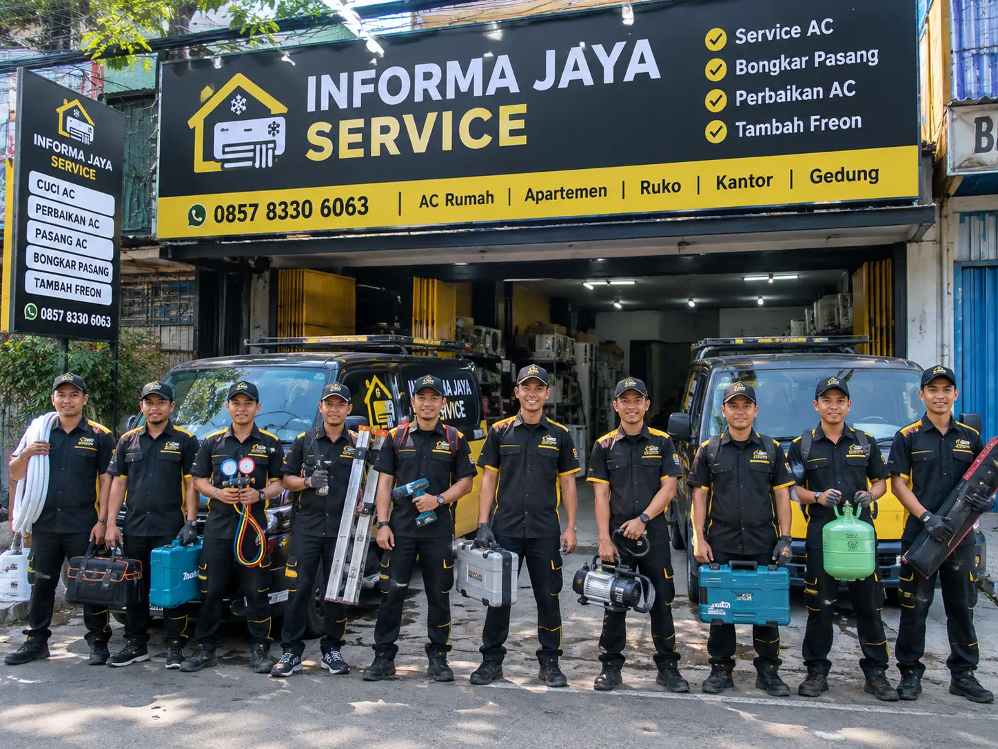 Ilustrasi tim berseragam Informa Jaya Service